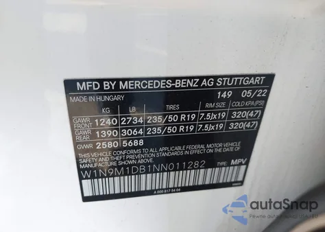 2022 Mercedes-Benz Eqb 350 Suv 4Matic from USA, damaged, VIN W1N9M1DB1NN011282